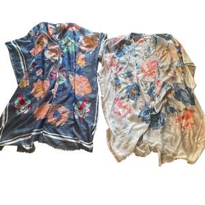 Woven Heart Women Lot 2 Floral Kimono Open Lightweight Duster Boho Chic One Size